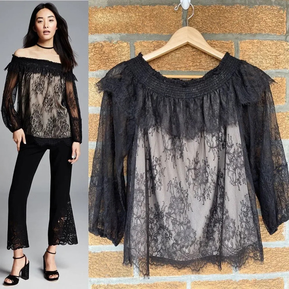 KOBI HALPERIN Reese Off-the-Shoulder Lace Blouse S - Picture 1 of 12